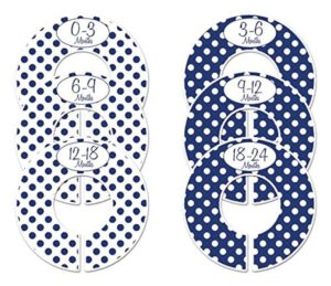 c152 navy baby boy nursery closet clothing size dividers set of 6 fits 1.25 inch rod