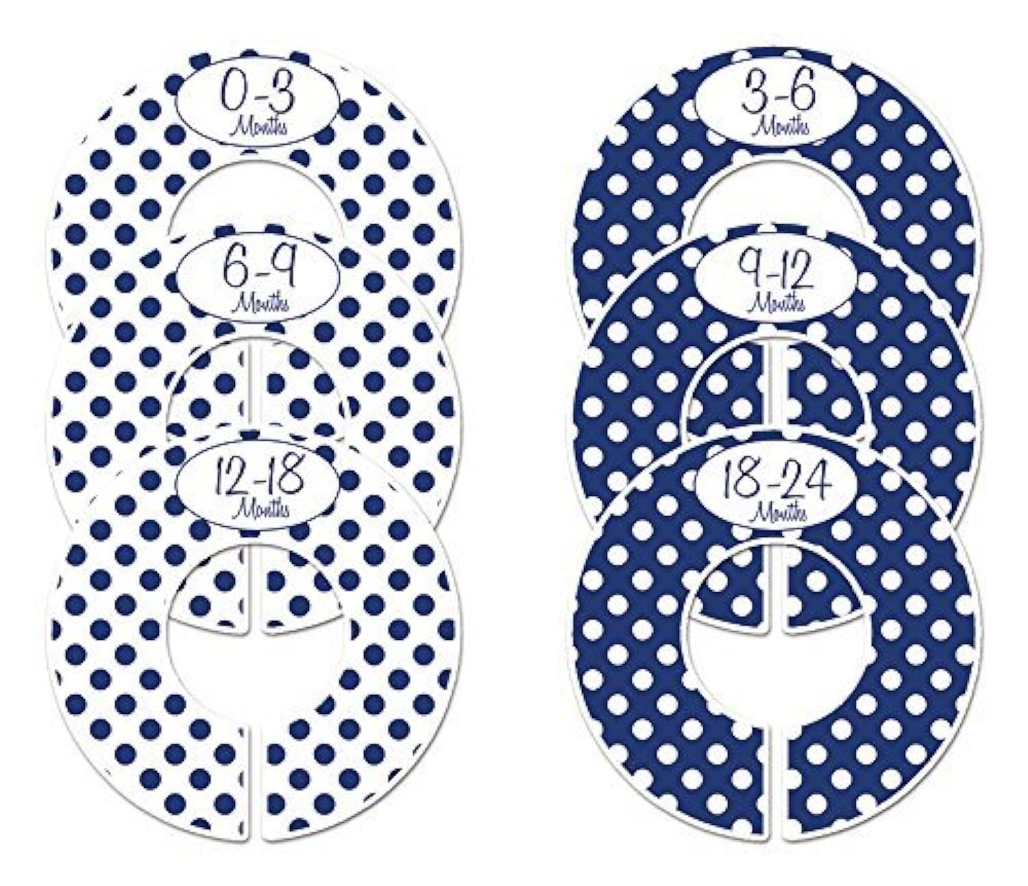 C152 Navy Baby Boy Nursery Closet Clothing Size Dividers Set of 6 Fits 1.25 Inch Rod