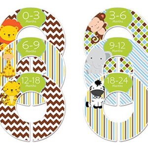 6 Safari Animals C180 Baby Boy Nursery Clothing Size Closet Dividers