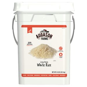 augason farms long grain white rice emergency food storage 24 pound pail