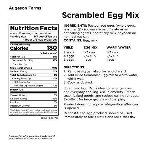 Augason Farms 5-90158 Scrambled Egg Mix, 2 lbs., 4 oz. No. 10 Can (Packaging May Vary)