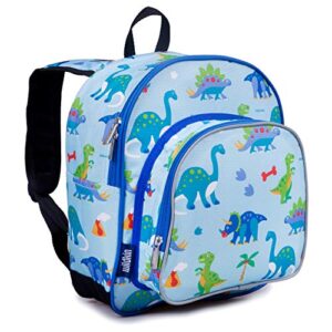 wildkin 12-inch kids backpack for boys & girls, perfect for daycare and preschool, toddler bags features padded back & adjustable strap, ideal for school & travel backpacks (dinosaur land)