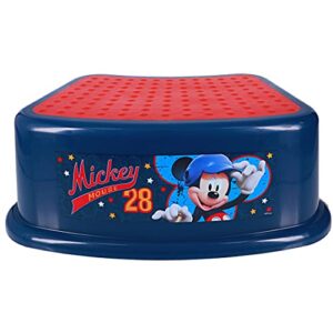 ginsey disney mickey mouse all star bathroom step stool for kids using the toilet and sink, red and blue, 9.75" x 5.25" x 14.25", 1.08 lb, 1 count (pack of 1), (56503)