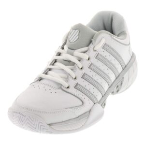k-swiss women's hypercourt express leather tennis shoe, white/silver/glacier gray, 9 m