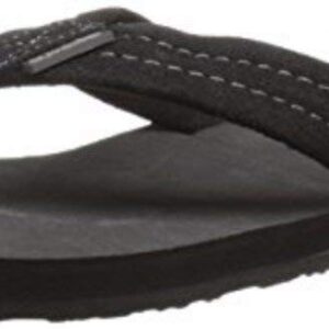 Quiksilver Men's Carver Suede 3 Point Flip Flop Athletic Sandal, Solid Black, 11 M US