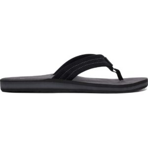 Quiksilver Men's Carver Suede 3 Point Flip Flop Athletic Sandal, Solid Black, 11 M US