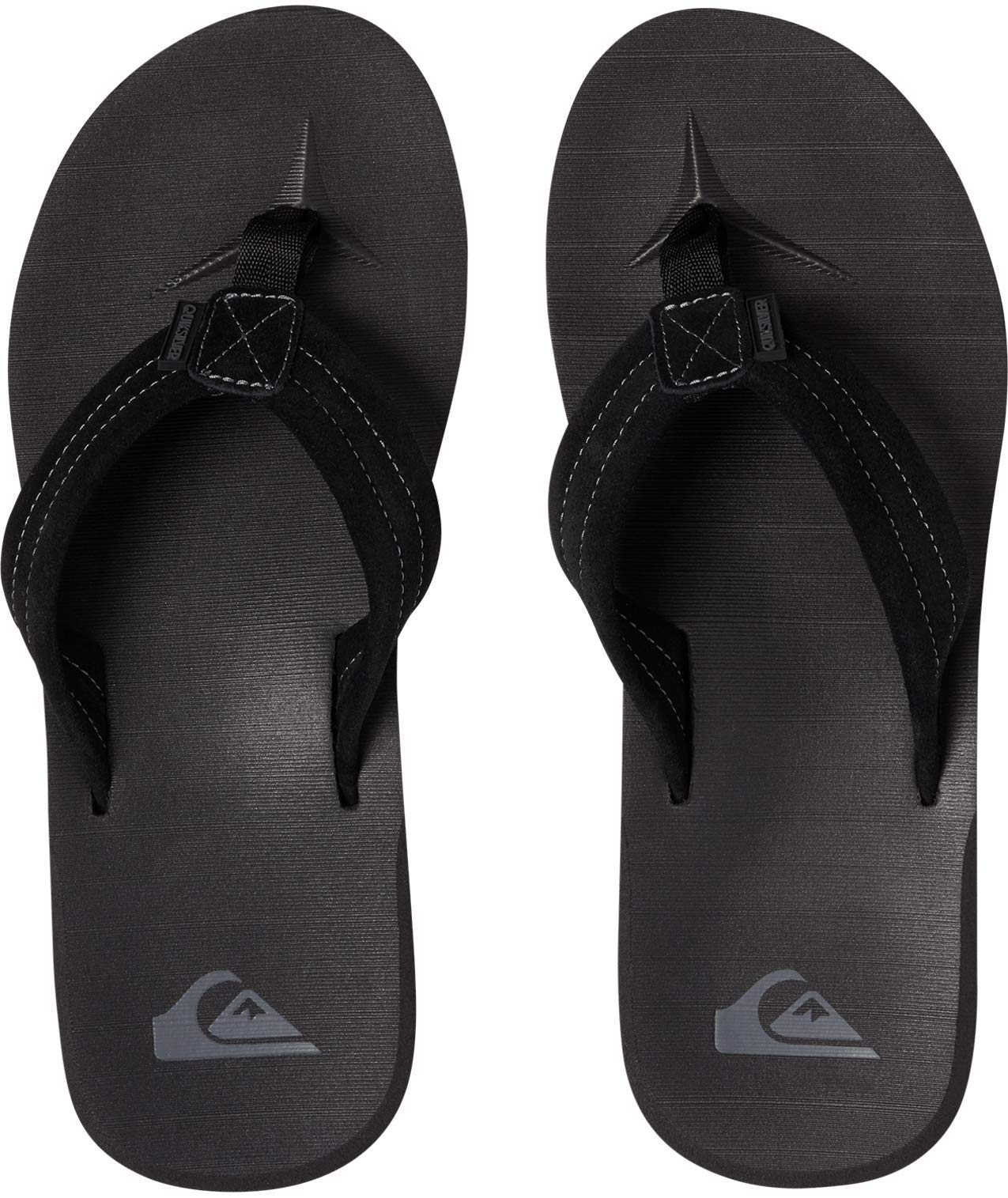 Quiksilver Men's Carver Suede 3 Point Flip Flop Athletic Sandal, Solid Black, 11 M US