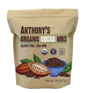anthony's organic cacao cocoa nibs, 2 lb, batch tested and verified gluten free