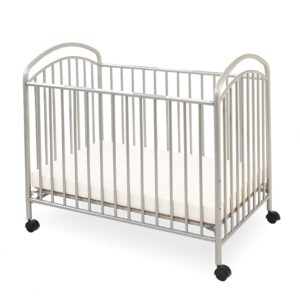 LA Baby Classic Arched Compact Size Metal Non-Folding Crib, White