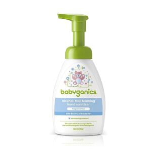 babyganics alcohol-free foaming hand sanitizer, pump bottle, fragrance free, 8.45 oz, packaging may vary