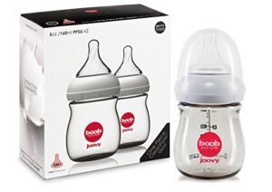 joovy boob baby bottles made from durable, medical-grade ppsu with cleanflow vent technology to prevent nipple collapse, negative pressure, and colic symptoms (5oz, 2pk)