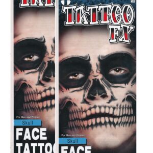 Day of the Dead Skeleton Skull Full Face Temporary Tattoo Kit - 2 Complete Kits