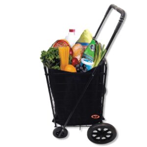 Extra Large Heavy-Duty Black Folding Utility Cart Folds Up Rolling Storage Shopping Carrier from SCF (Black) with Bonus Liner