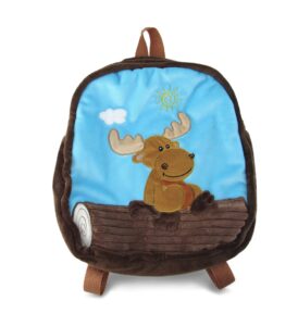puzzled dollibu moose stuffed animal backpack - super soft plush stuffed animal bag for children accessories, kids first travel plush bag toy for boys & girls- 11"