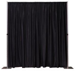 onlineeei, adjustable height pipe and drape backdrop or room divider kit, 7ft to 12ft high x 7ft to 12ft wide, black premier drape included
