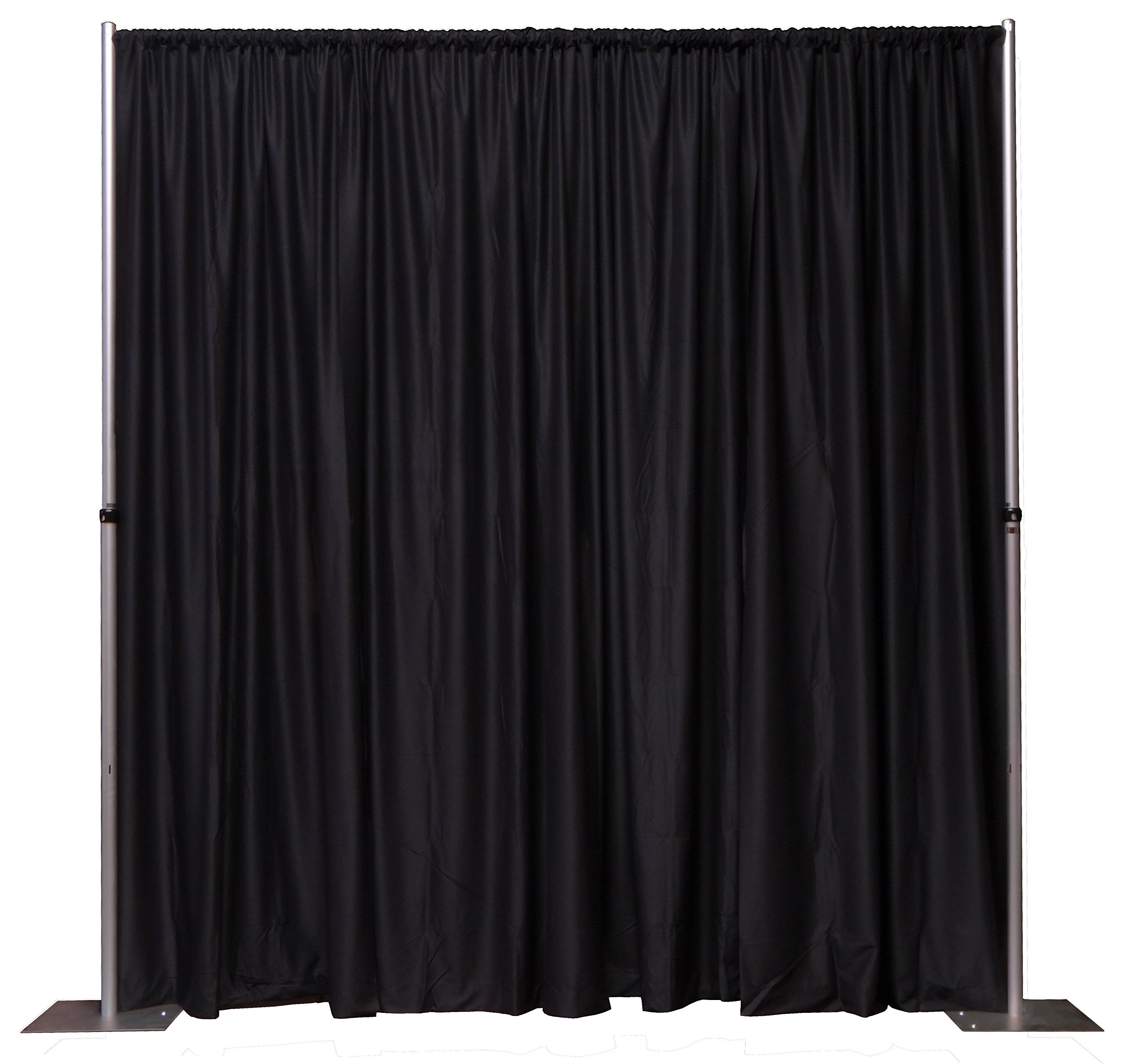 OnlineEEI, Adjustable Height Pipe and Drape Backdrop or Room Divider Kit, 7ft to 12ft High x 7ft to 12ft Wide, Black Premier Drape Included