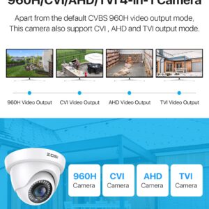 ZOSI 2MP 1920TVL Hybrid 4 in 1 TVI CVI AHD CVBS Security Camera,1080P HD Weatherproof Outdoor Indoor Surveillance Cam,Night Vision,For 960H,720P,1080P,5MP,4K analog DVR - White