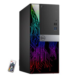dell optiplex tower customized rgb lights computer intel core i5-6500 processor up to 3.60 ghz 8gb ram 256gb solid state storage (ssd) windows 10 wi-fi, keyboard & mouse hdmi (renewed)
