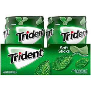 Trident Unwrapped Spearmint Sugar Free Gum, 4 Bottles of 50 Pieces (200 Total Pieces)