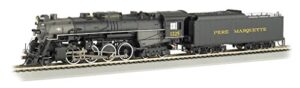 bachmann 2-8-4 berkshire steam locomotive & tender -- dcc sound value equipped pere marquette #1225 - ho scale