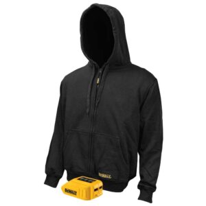 dewalt dchj067b-l 20v/12v max bare hooded heated jacket, black, large