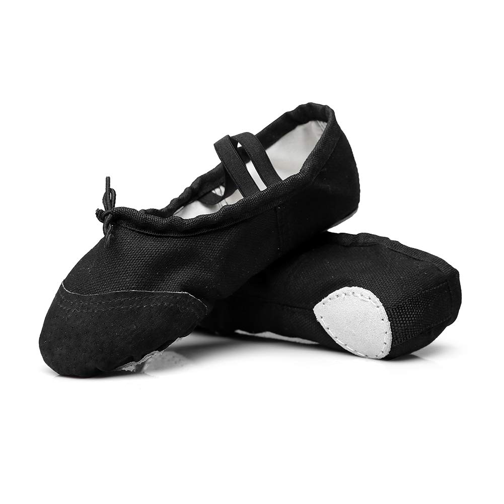 MSMAX Ballet Flats for Women Canvas Dance Slippers Yoga Gymnastic Shoes for Adults Black 9 M Women