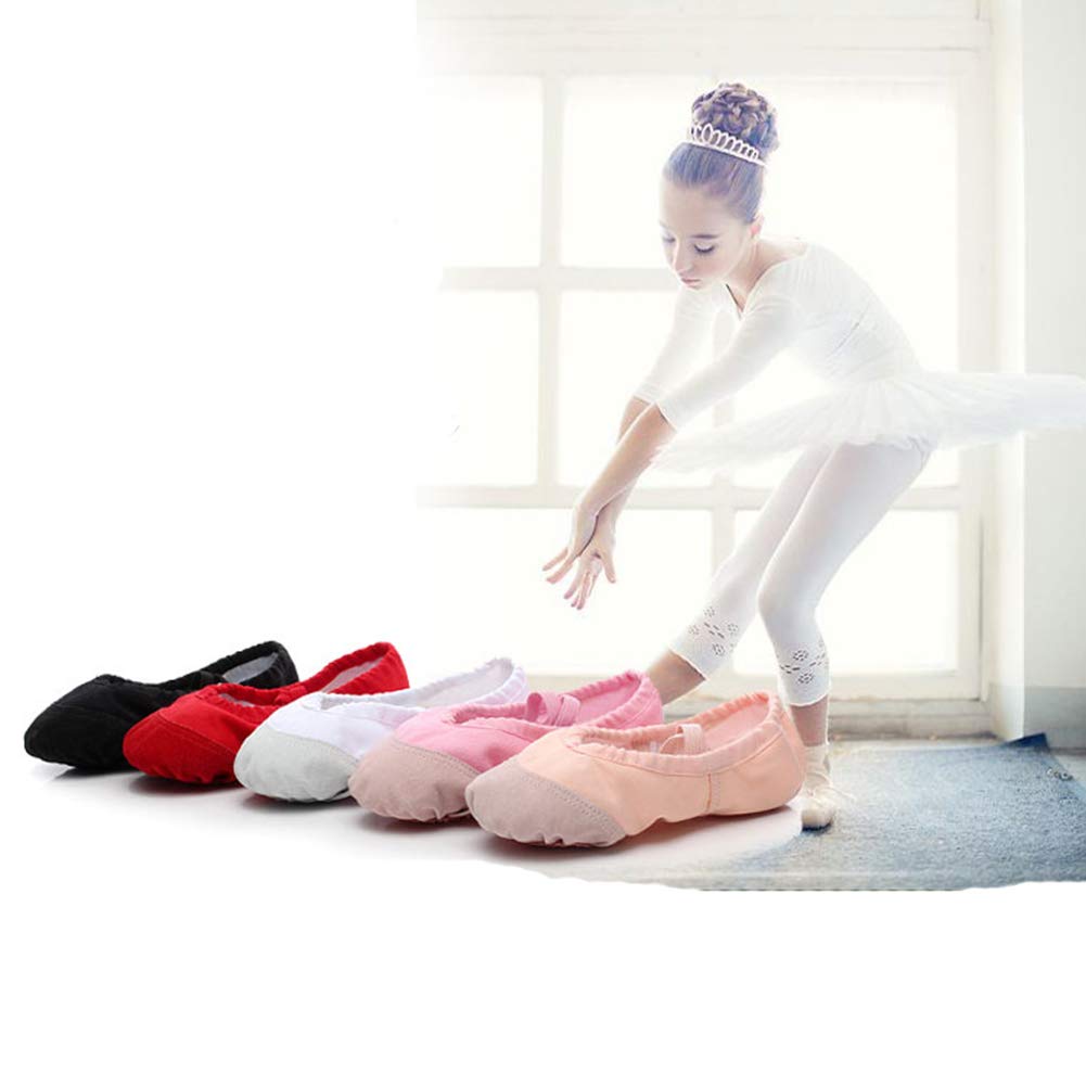 MSMAX Ballet Flats for Women Canvas Dance Slippers Yoga Gymnastic Shoes for Adults Black 9 M Women