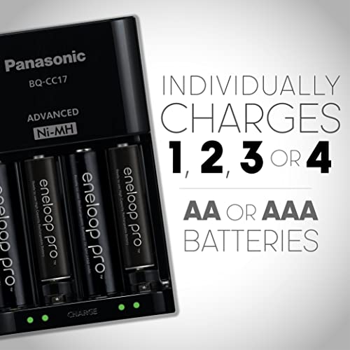 Panasonic K-KJ17KHC82A eneloop pro High Capacity Power Pack, 8AA, 2AAA, with "Advanced" Individual Battery Charger and Plastic Storage Case