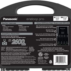 Panasonic K-KJ17KHC82A eneloop pro High Capacity Power Pack, 8AA, 2AAA, with "Advanced" Individual Battery Charger and Plastic Storage Case