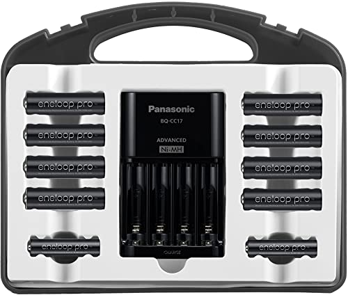 Panasonic K-KJ17KHC82A eneloop pro High Capacity Power Pack, 8AA, 2AAA, with "Advanced" Individual Battery Charger and Plastic Storage Case