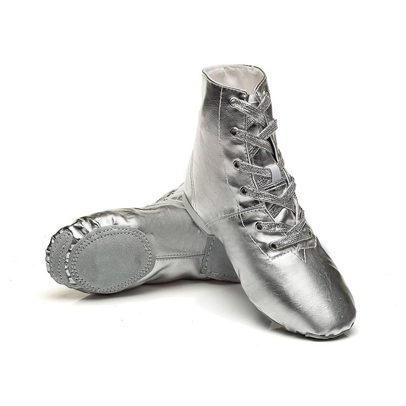 PU Women's Jazz Dance Boots Silver,10.5 M US