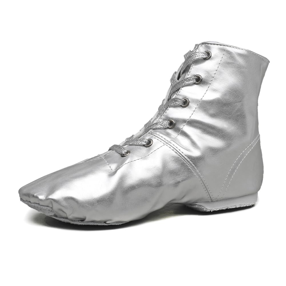 PU Women's Jazz Dance Boots Silver,10.5 M US