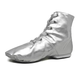 MSMAX Women Jazz Dance Shoes Dancing Ankle Boots for Men Silver 11 M US Women