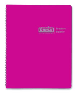 house of doolittle teachers planner, pink leatherette cover, 45 weeks, 7 periods, seating chart, records, 8.5 x 11 inch (hod50905)