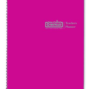 House of Doolittle Teachers Planner, Pink Leatherette Cover, 45 Weeks, 7 Periods, Seating Chart, Records, 8.5 x 11 Inch (HOD50905)