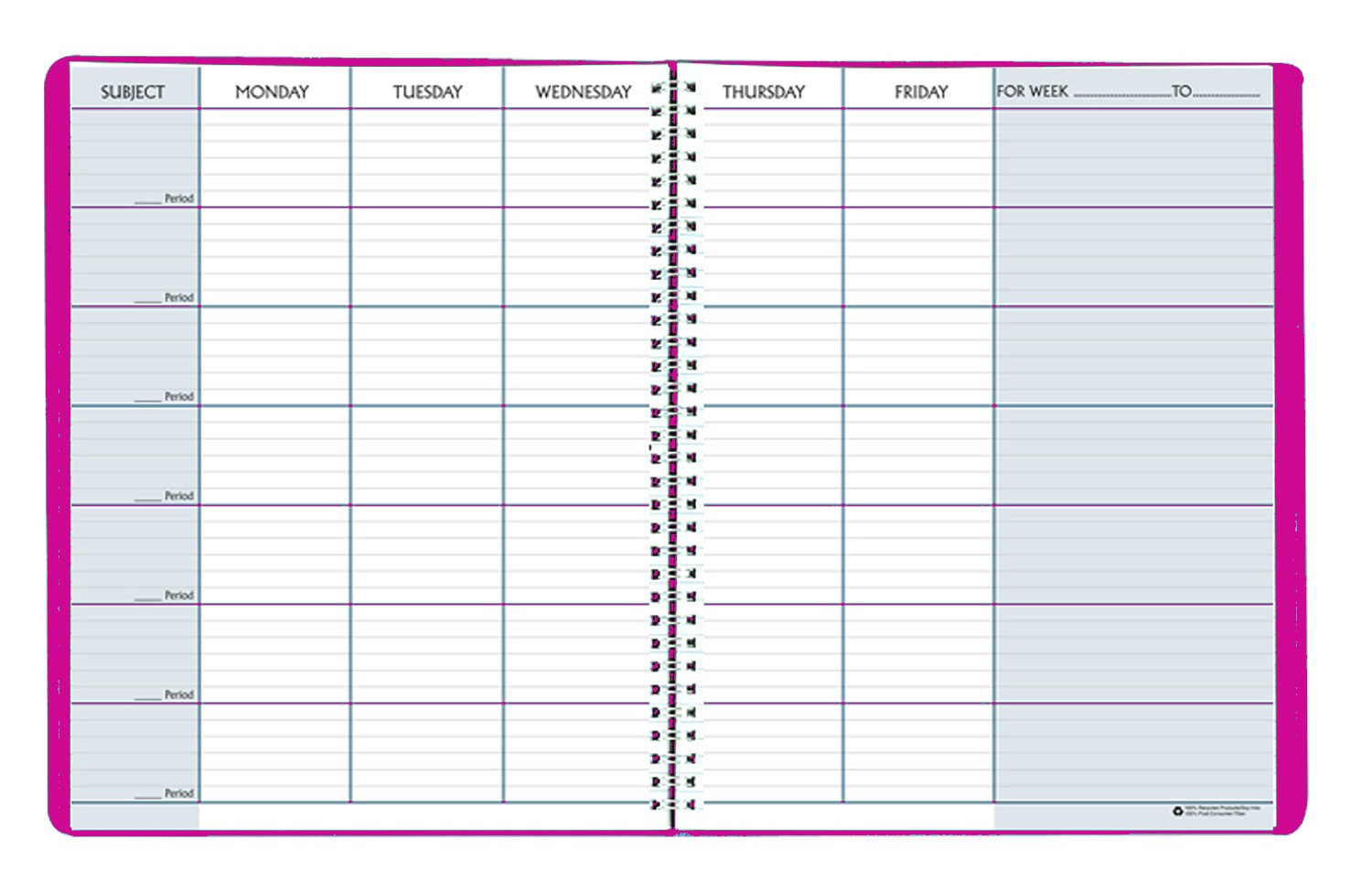 House of Doolittle Teachers Planner, Pink Leatherette Cover, 45 Weeks, 7 Periods, Seating Chart, Records, 8.5 x 11 Inch (HOD50905)