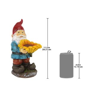 Design Toscano QM19474 Sunflower Sammy Garden Gnome Birdfeeder Statue, full color