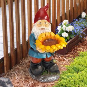 Design Toscano QM19474 Sunflower Sammy Garden Gnome Birdfeeder Statue, full color