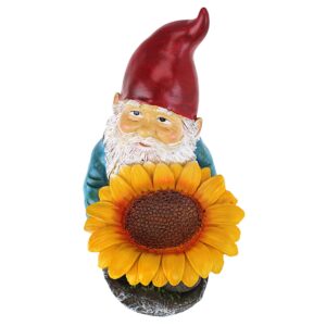 Design Toscano QM19474 Sunflower Sammy Garden Gnome Birdfeeder Statue, full color