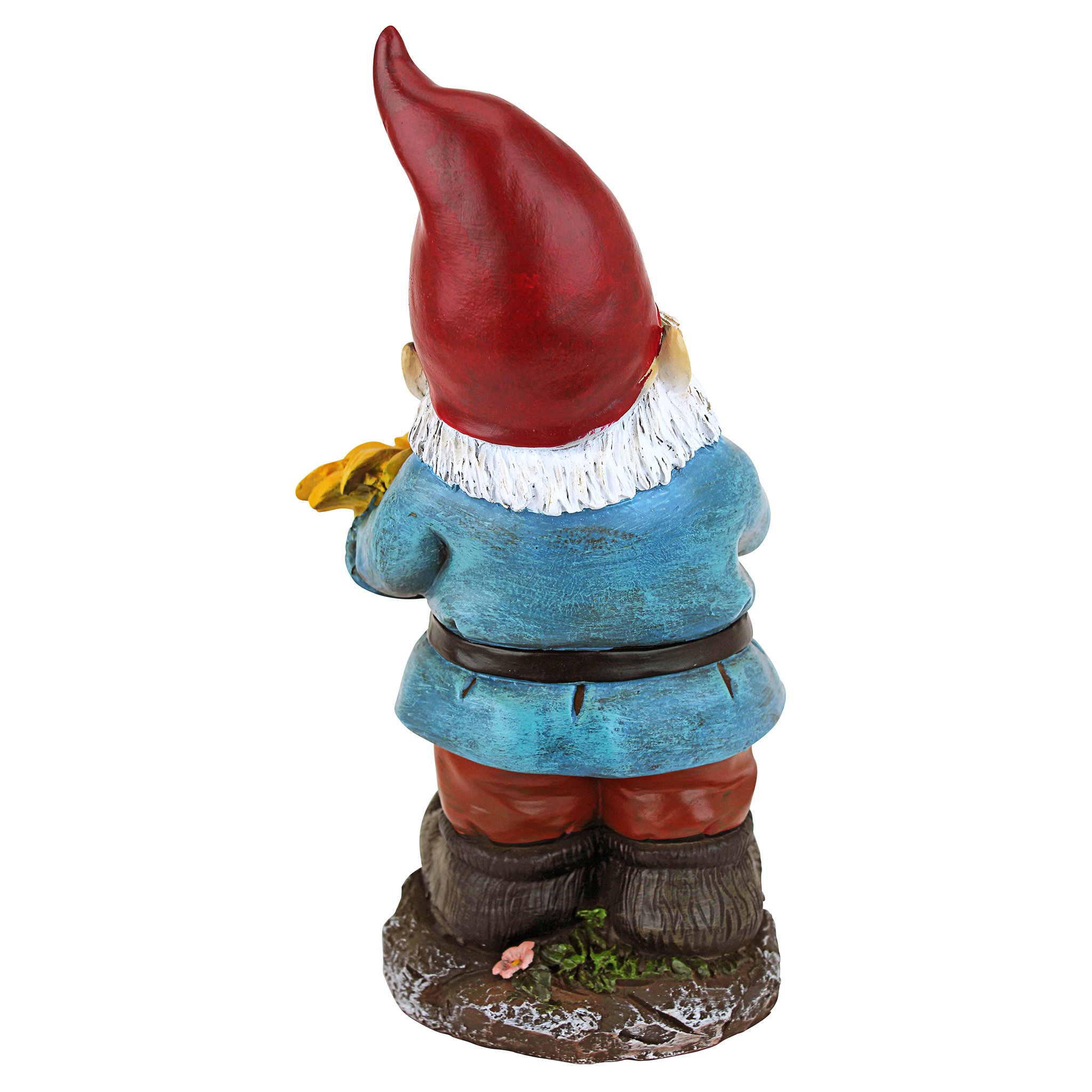 Design Toscano QM19474 Sunflower Sammy Garden Gnome Birdfeeder Statue, full color