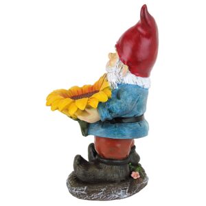 Design Toscano QM19474 Sunflower Sammy Garden Gnome Birdfeeder Statue, full color