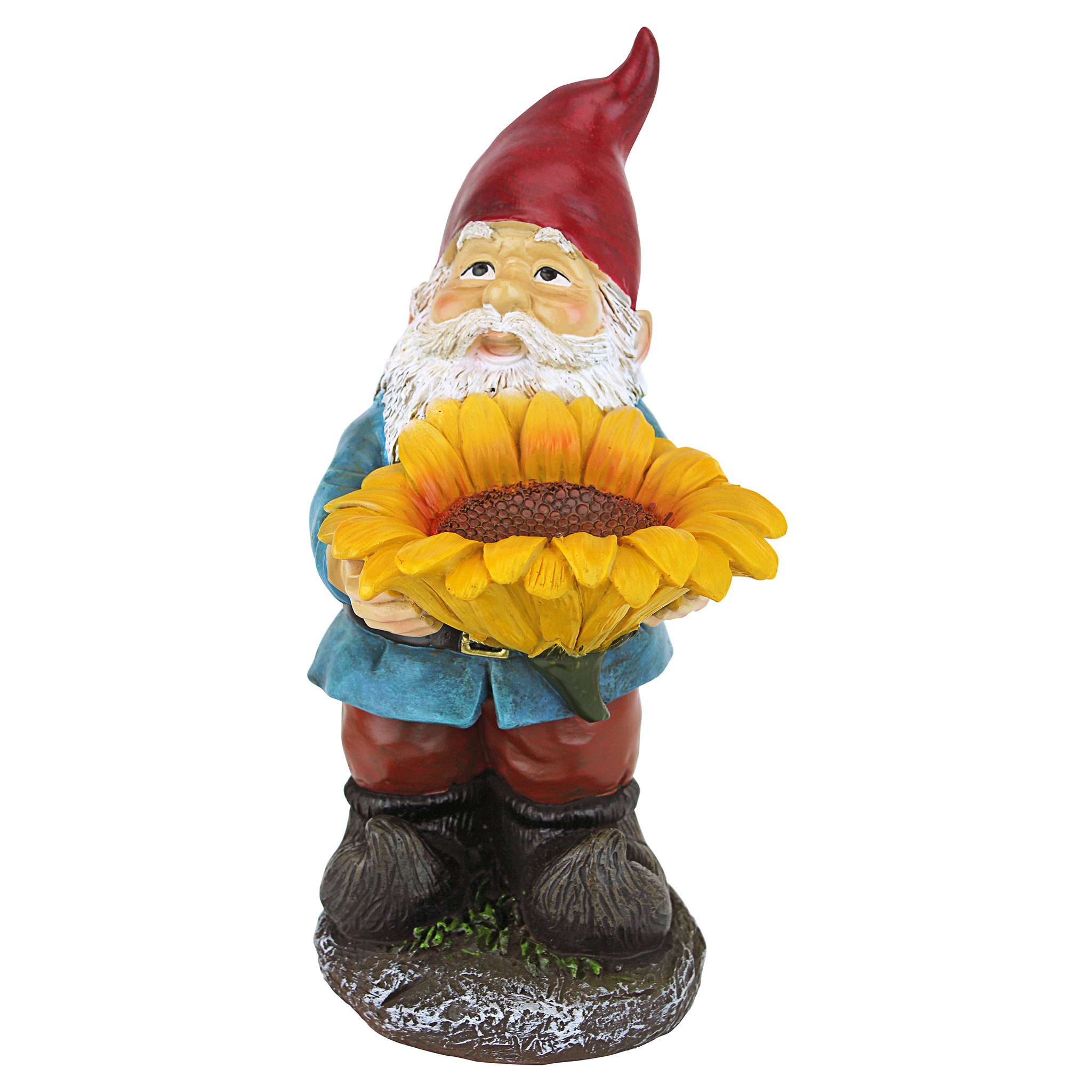 Design Toscano QM19474 Sunflower Sammy Garden Gnome Birdfeeder Statue, full color