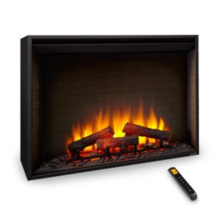 simplifire 36" built-in metal electric fireplace - black, sf-bi36-e