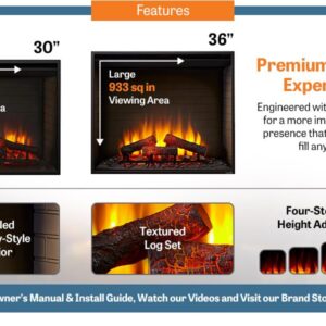 SIMPLIFIRE 36" Built-in Metal Electric Fireplace - Black, SF-BI36-E