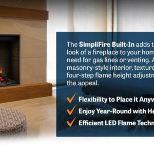 SIMPLIFIRE 36" Built-in Metal Electric Fireplace - Black, SF-BI36-E