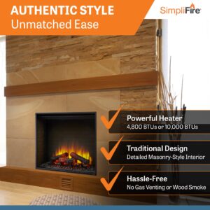 SIMPLIFIRE 36" Built-in Metal Electric Fireplace - Black, SF-BI36-E