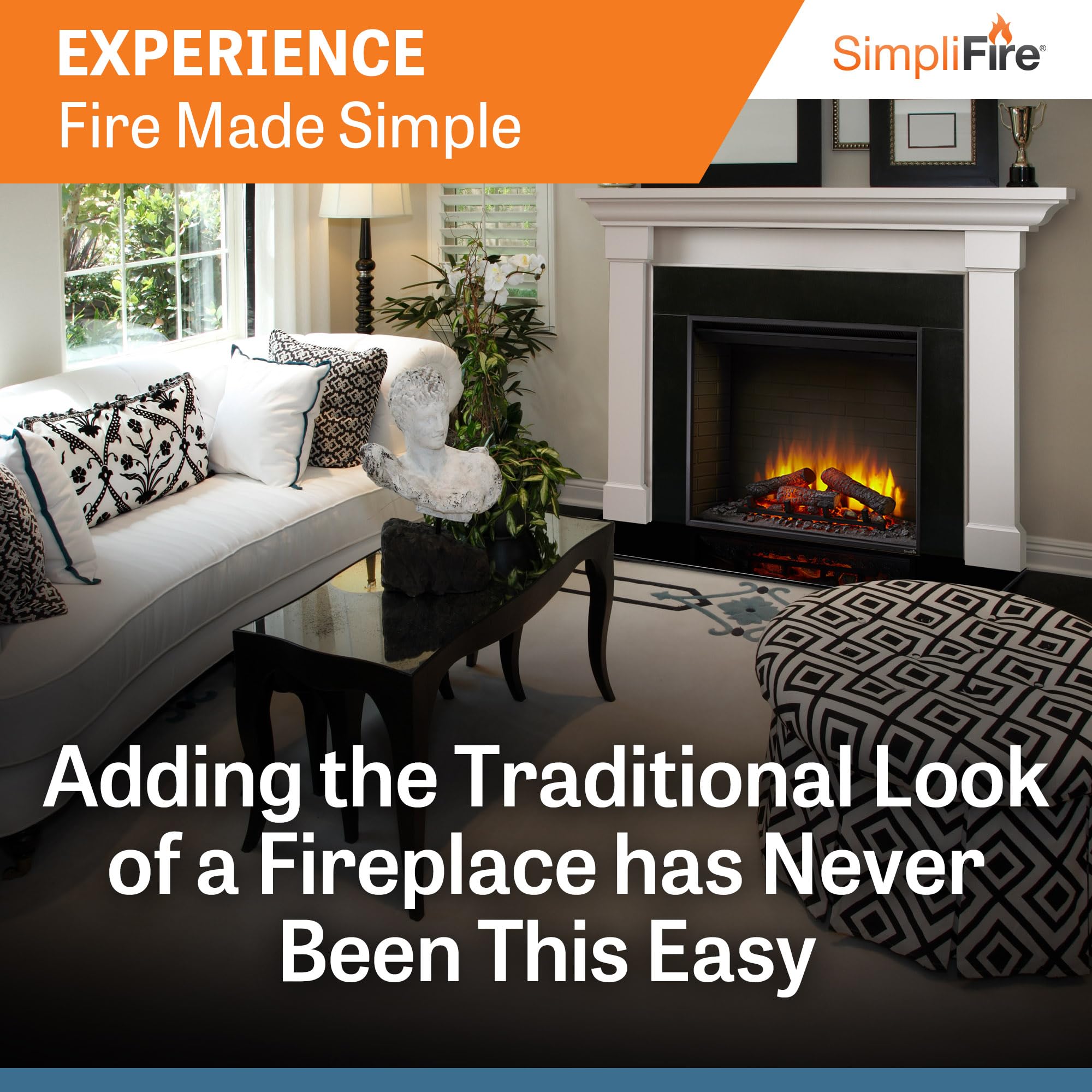 SIMPLIFIRE 36" Built-in Metal Electric Fireplace - Black, SF-BI36-E