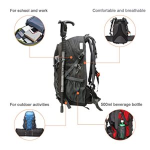 Diamond Candy Waterproof Hiking Backpack for Men and Women, Lightweight Day Pack for Travel Camping, Orange, 40L