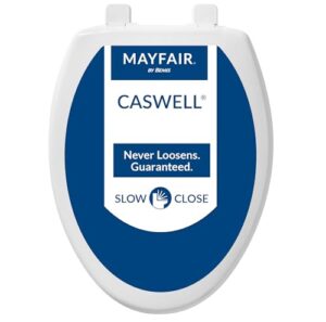 mayfair 1880slow 000 caswell toilet seat will slowly close and never loosen, elongated, long lasting plastic, white