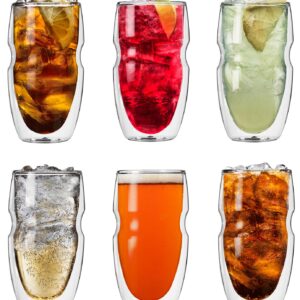 Ozeri Serafino Double Wall Insulated Iced Tea and Coffee Glasses, 16-Ounce, Set of 6